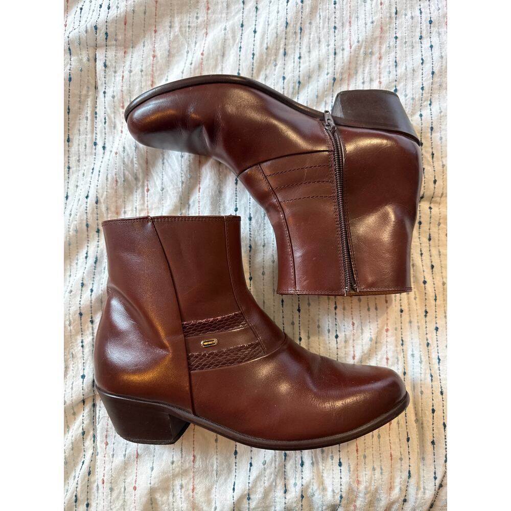 Vintage Basini Men’s Brown Leather Heeled Ankle Boots Size 8.5 EUC